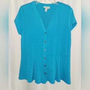 Dana Buchman Turquoise Button-Down Women's Shirt Size M #feminine #lightweight